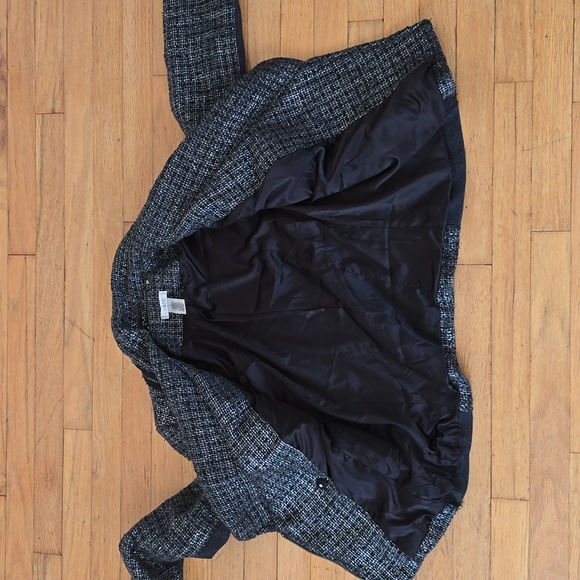 CACHE Charcoal Gray/Black Metallic Tweed Wool Blend Motorcycle Jacket Size 2 - Picture 10 of 11